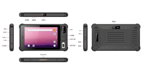 Esposizione a 8 pollici dei pidocchi dell'analizzatore HDMI 1000 di Mini Rugged Android Tablet 2D