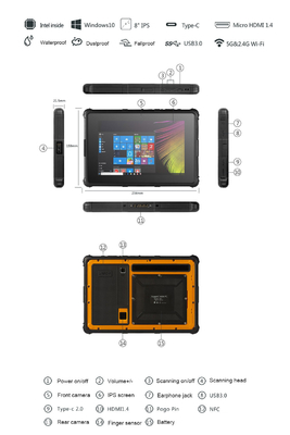 Schermo leggibile irregolare 800×1280 del PC HD Sunglight della compressa a 8 pollici IP67